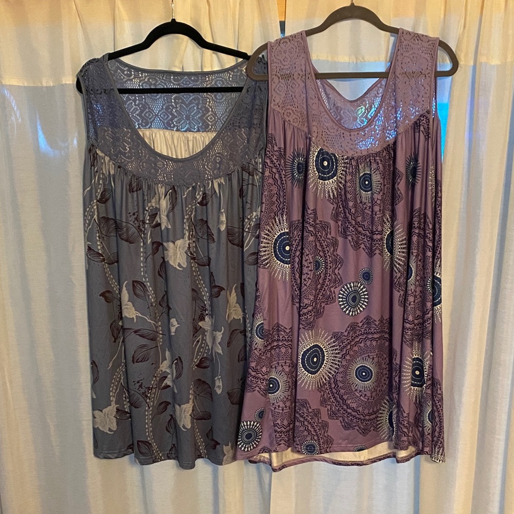 Floral Lace Women Nightgowns - Gray and Purple